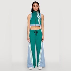 Stylish Green and Blue Women's Jumpsuit- Size L